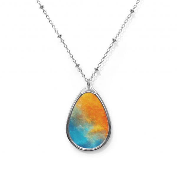 Necklace - Fire & Ice Mood Oval Pendant