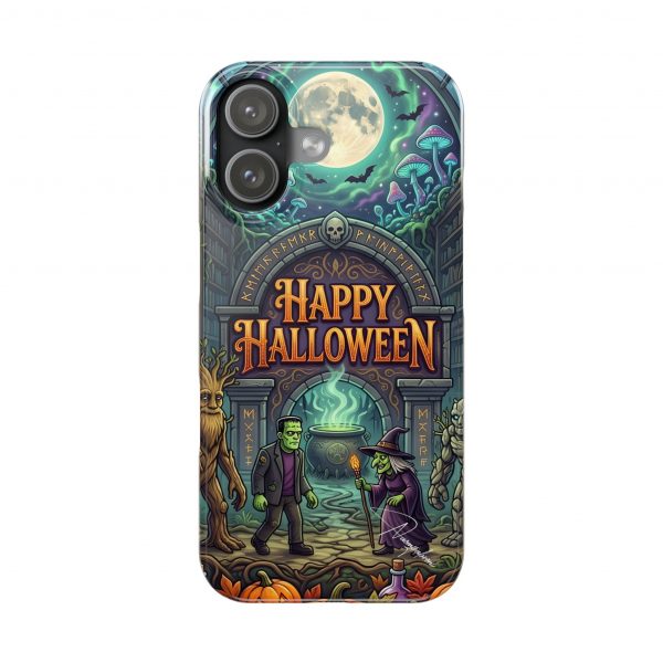 Happy Halloween Witch & Monsters Slim Phone Case - Glossy Lexan Protective Cover